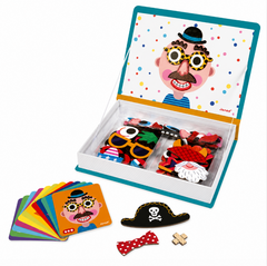 Janod Boy's Crazy Faces Magneti'Book magnetic game with 70 magnets and 12 model cards