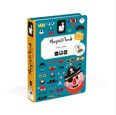 Janod Boy's Crazy Faces Magneti'Book magnetic game with 70 magnets and 12 model cards