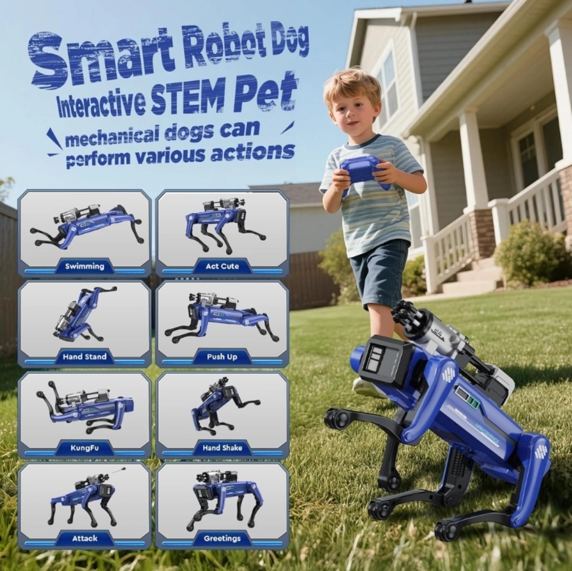 Smart Robot Dog with Remote Control, Voice Commands & Dart Launcher
