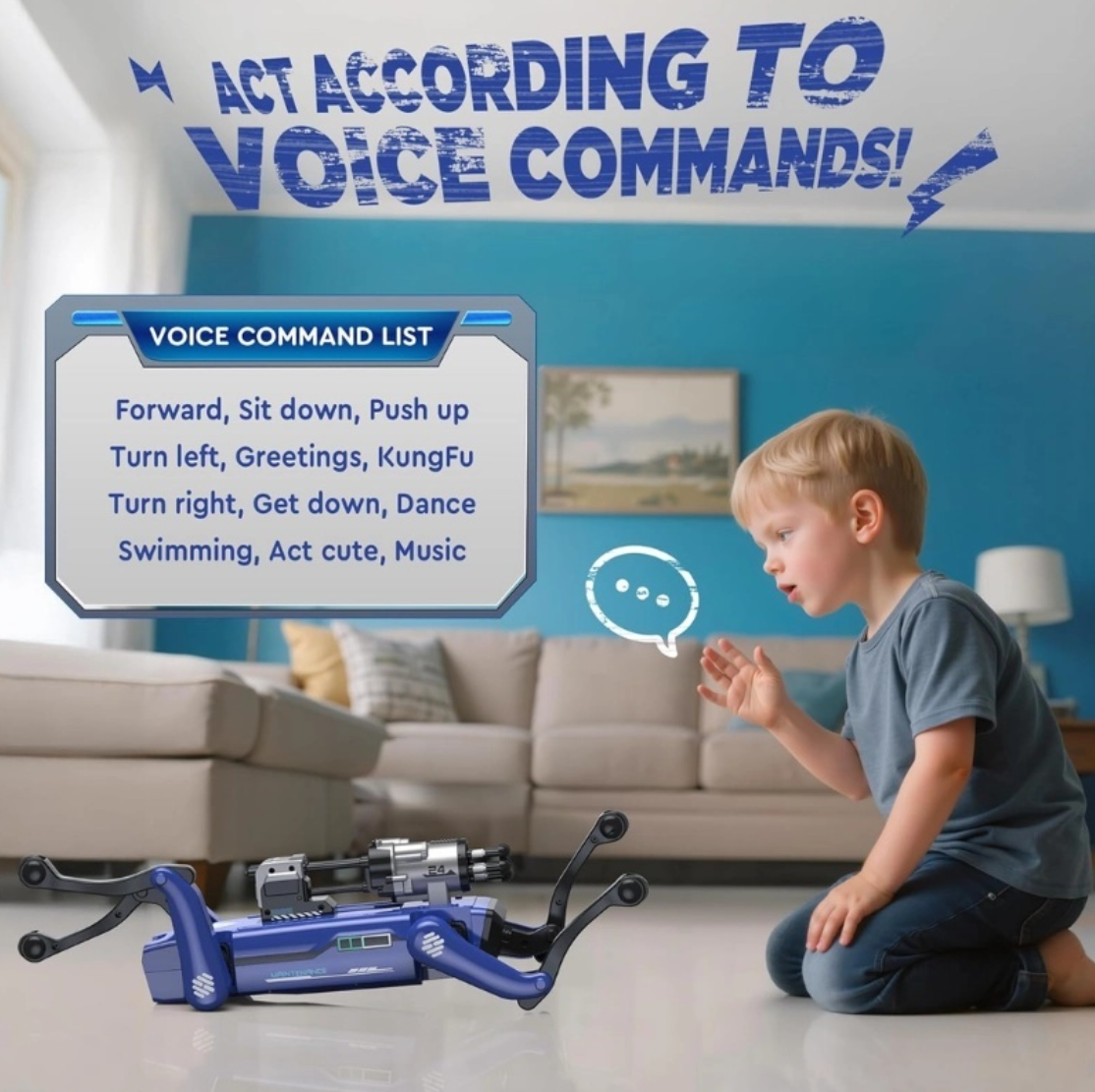 Smart Robot Dog with Remote Control, Voice Commands & Dart Launcher
