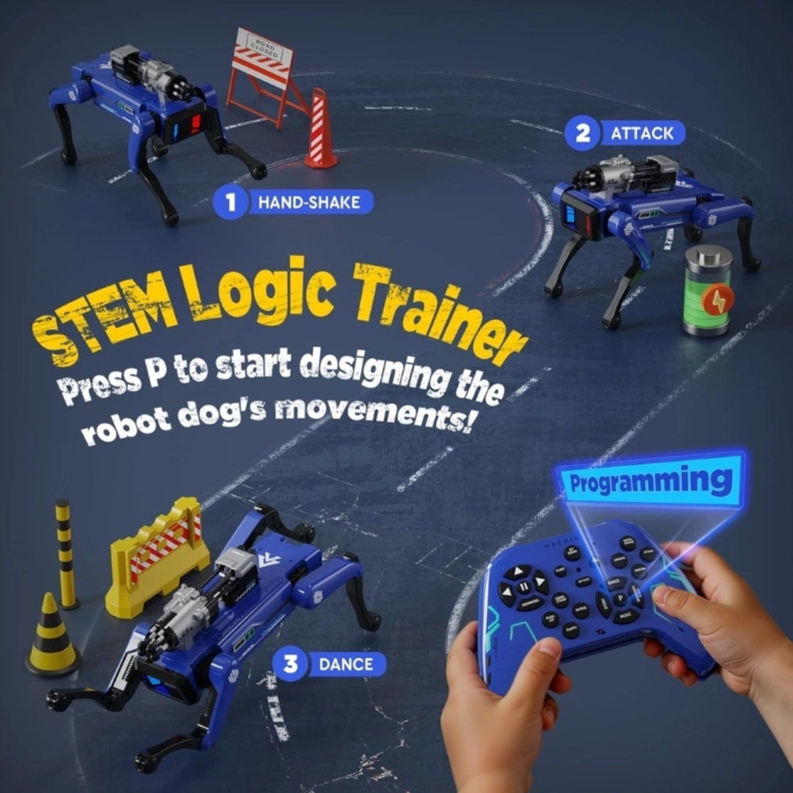 Smart Robot Dog with Remote Control, Voice Commands & Dart Launcher