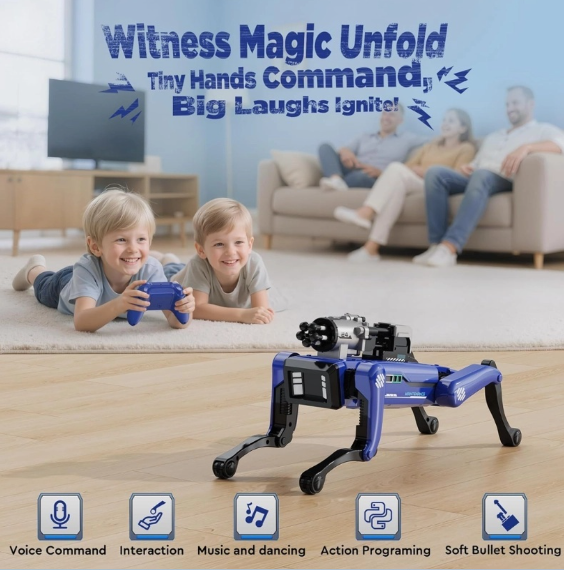 Smart Robot Dog with Remote Control, Voice Commands & Dart Launcher