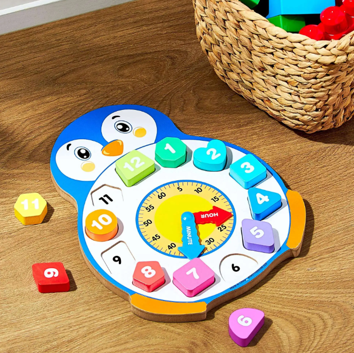 Spark Create Imagine Penguin Clock 13 Piece Wooden Learning Puzzle