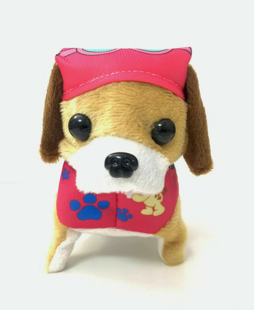 Dressed Electronic Plush Puppy Walking Barking Wagging Pet Toy