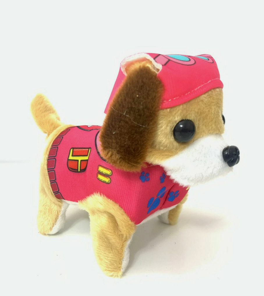 Dressed Electronic Plush Puppy Walking Barking Wagging Pet Toy