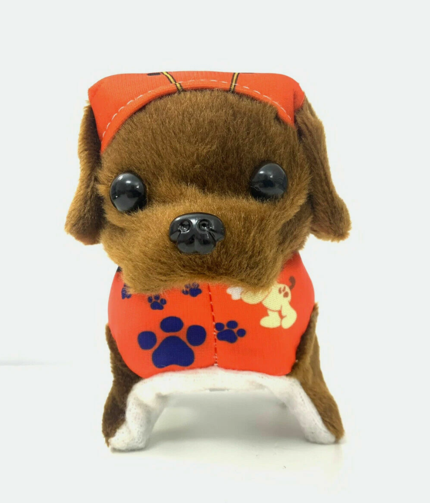 Dressed Electronic Plush Puppy Walking Barking Wagging Pet Toy