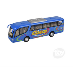 The Toy Network 7 Inch Die Cast Pull Back Coach Bus 1 Piece Random Color