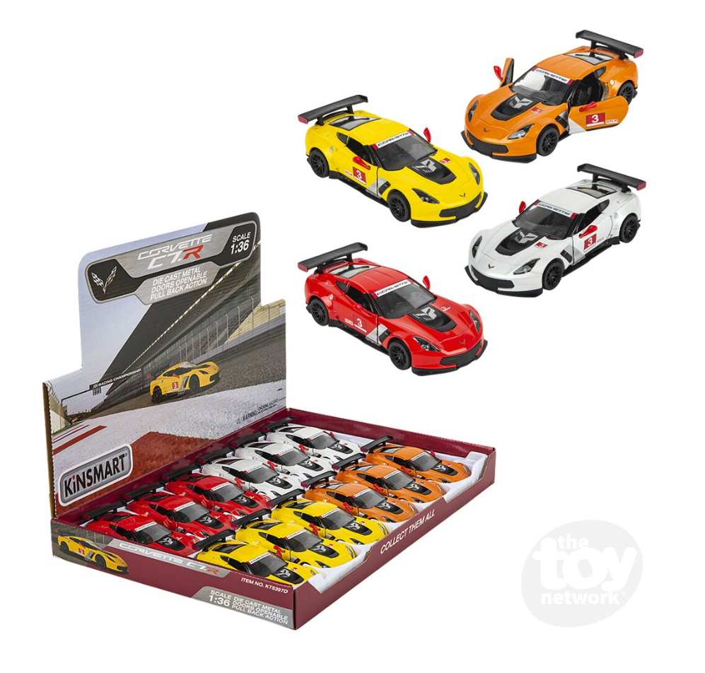 The Toy Network 5 Inch Die Cast 2016 Corvette C7R Race Car 1 Piece Random Color