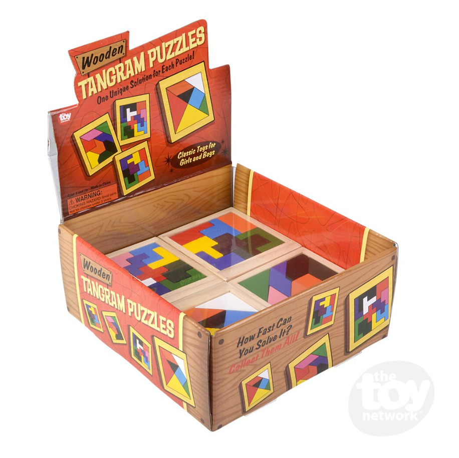 The Toy Network 4 Inch Wooden Tangram Puzzle 1 Piece Random Style