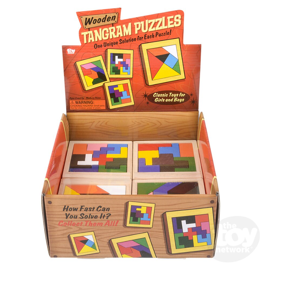 The Toy Network 4 Inch Wooden Tangram Puzzle 1 Piece Random Style
