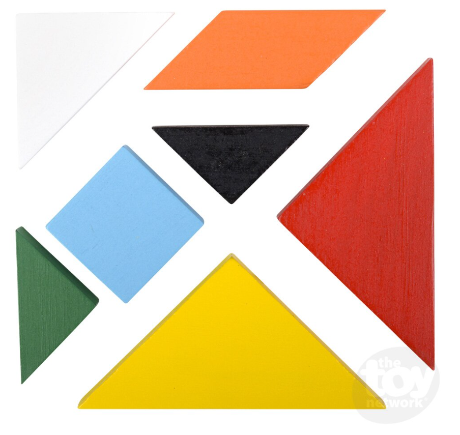 The Toy Network 4 Inch Wooden Tangram Puzzle 1 Piece Random Style