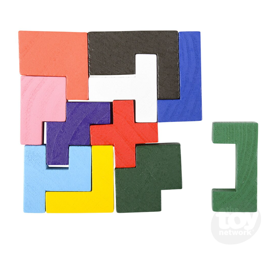 The Toy Network 4 Inch Wooden Tangram Puzzle 1 Piece Random Style
