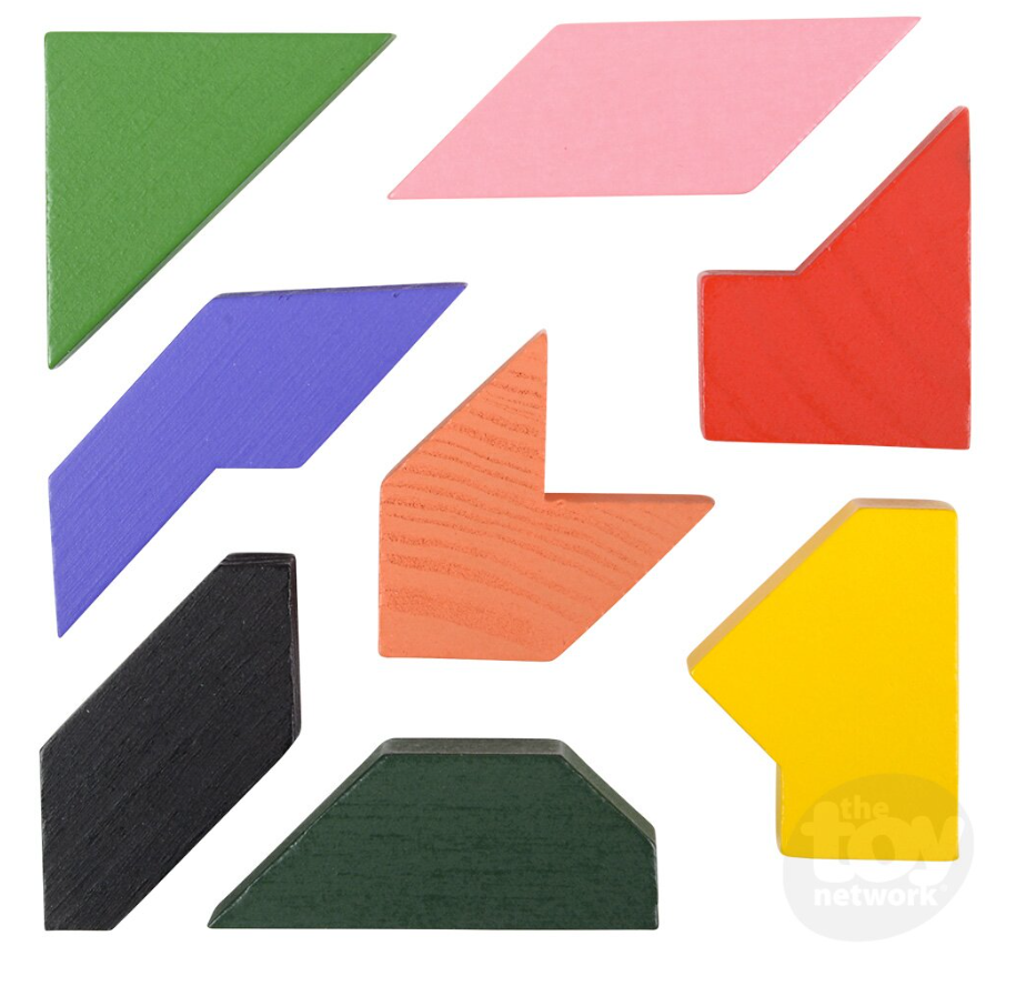 The Toy Network 4 Inch Wooden Tangram Puzzle 1 Piece Random Style