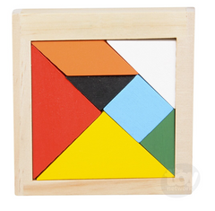 The Toy Network 4 Inch Wooden Tangram Puzzle 1 Piece Random Style
