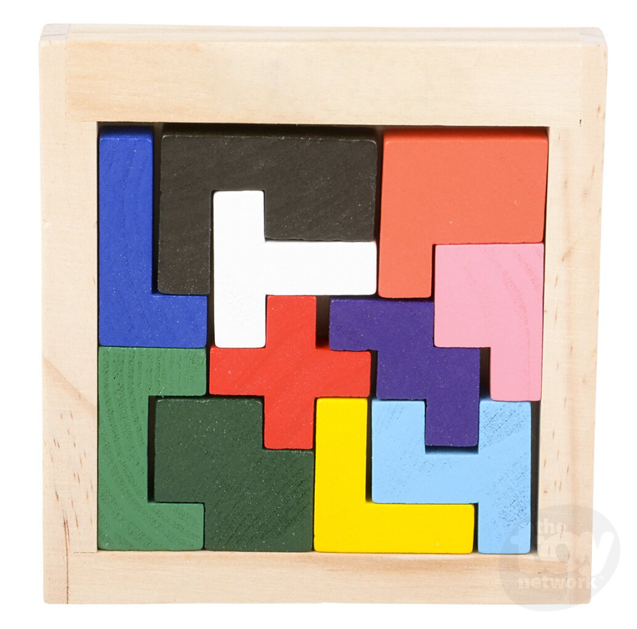 The Toy Network 4 Inch Wooden Tangram Puzzle 1 Piece Random Style