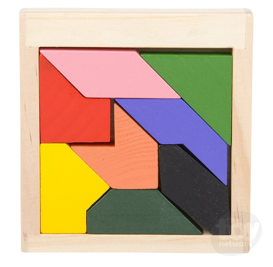 The Toy Network 4 Inch Wooden Tangram Puzzle 1 Piece Random Style