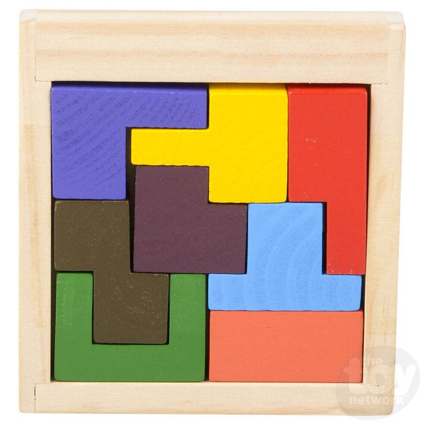 The Toy Network 4 Inch Wooden Tangram Puzzle 1 Piece Random Style