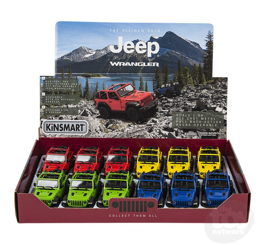 The Toy Network 5 Inch Die Cast Pull Back 2018 Jeep Wrangler Open Top