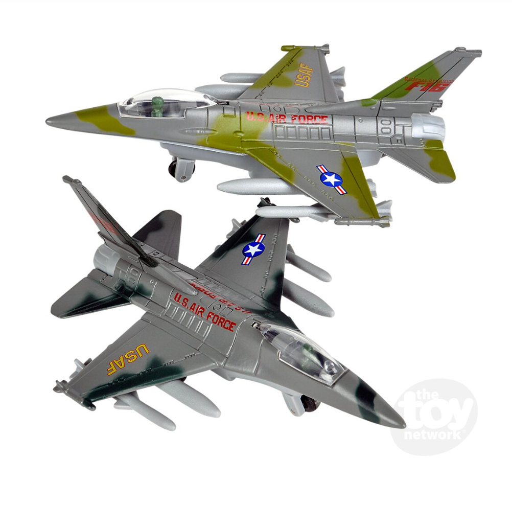 The Toy Network 6 Inch Die Cast Pull Back F16 Fighting Falcon