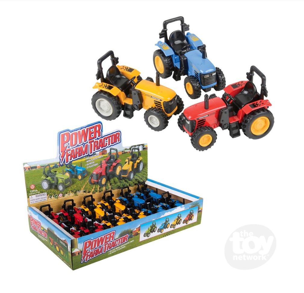The Toy Network 4 Inch Die Cast Pull Back Farm Tractor 1 Piece Random Color