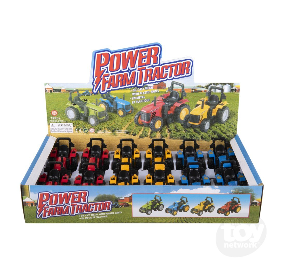 The Toy Network 4 Inch Die Cast Pull Back Farm Tractor 1 Piece Random Color