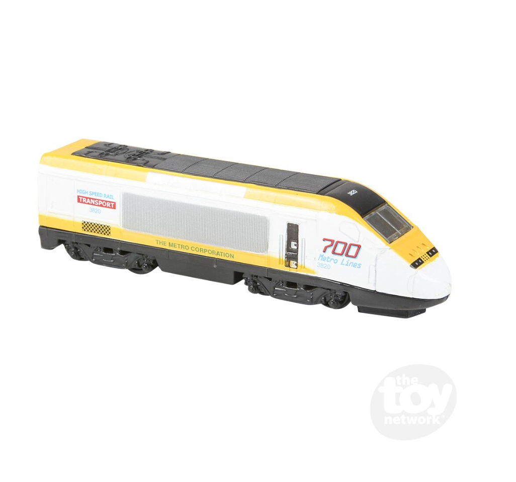 The Toy Network 7 Inch Die Cast Pull Back High Speed Train 1 Piece Random Color