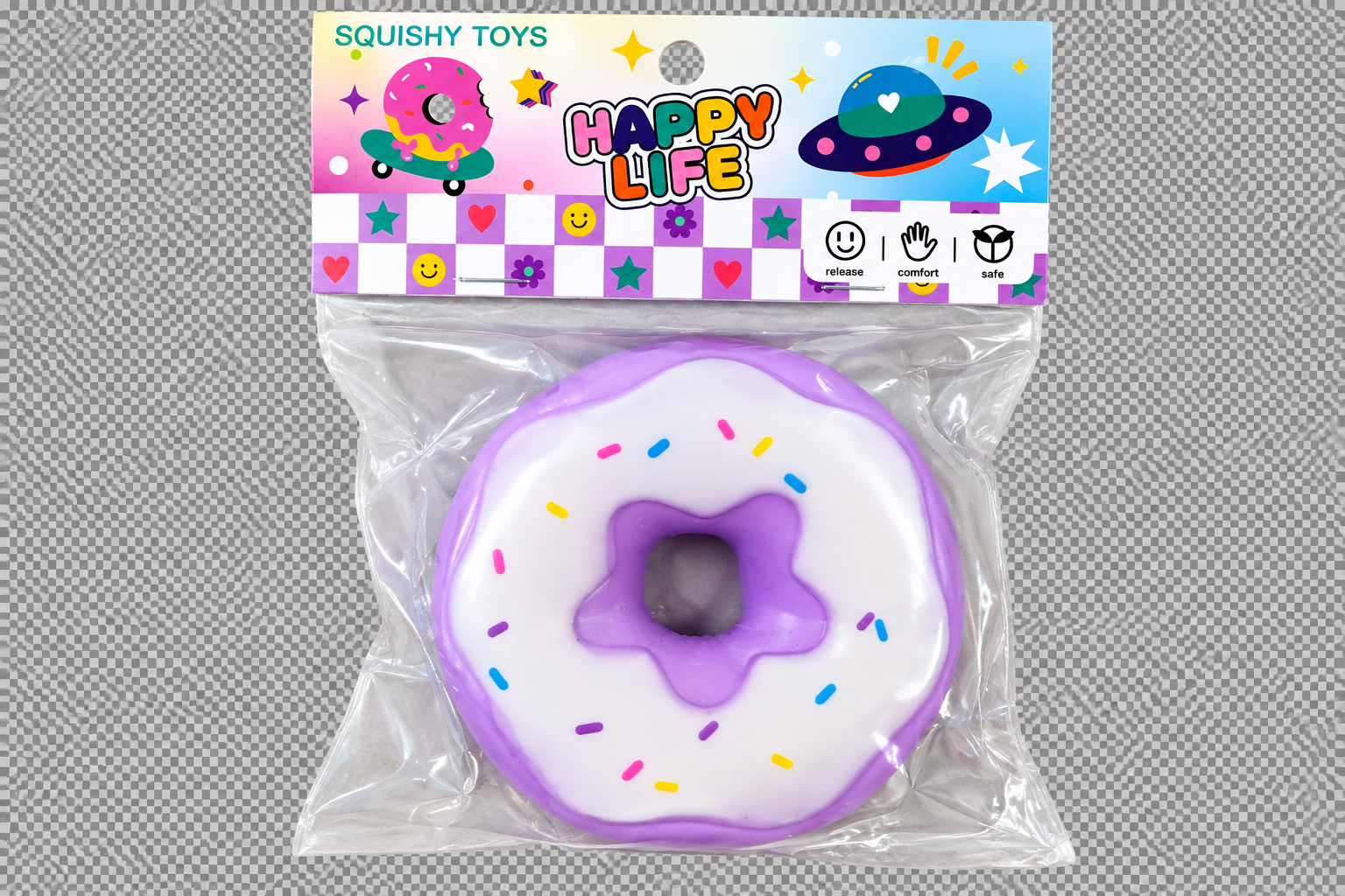 Happy Life Donut Squishy Toy 1 Piece Random Color