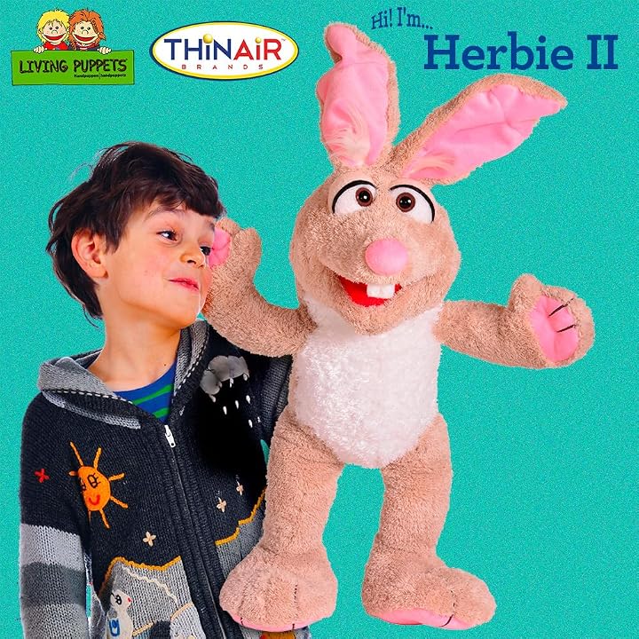 THiN AiR Brands Living Puppets Herbie II 24 Inch Brown and White Rabbit Hand Puppet