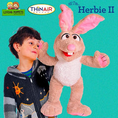THiN AiR Brands Living Puppets Herbie II 24 Inch Brown and White Rabbit Hand Puppet
