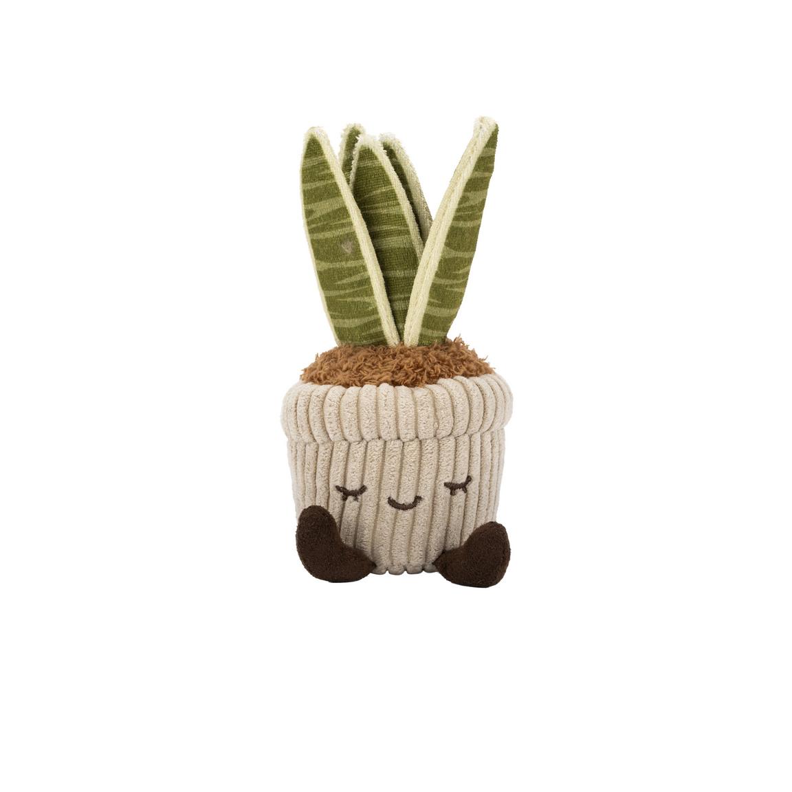Greenhouse corduroy snake plant 6-inch plush toy with smiling face in beige potted design
