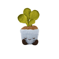 Greenhouse corduroy leaf plant 6-inch plush toy with smiling face in light blue potted design
