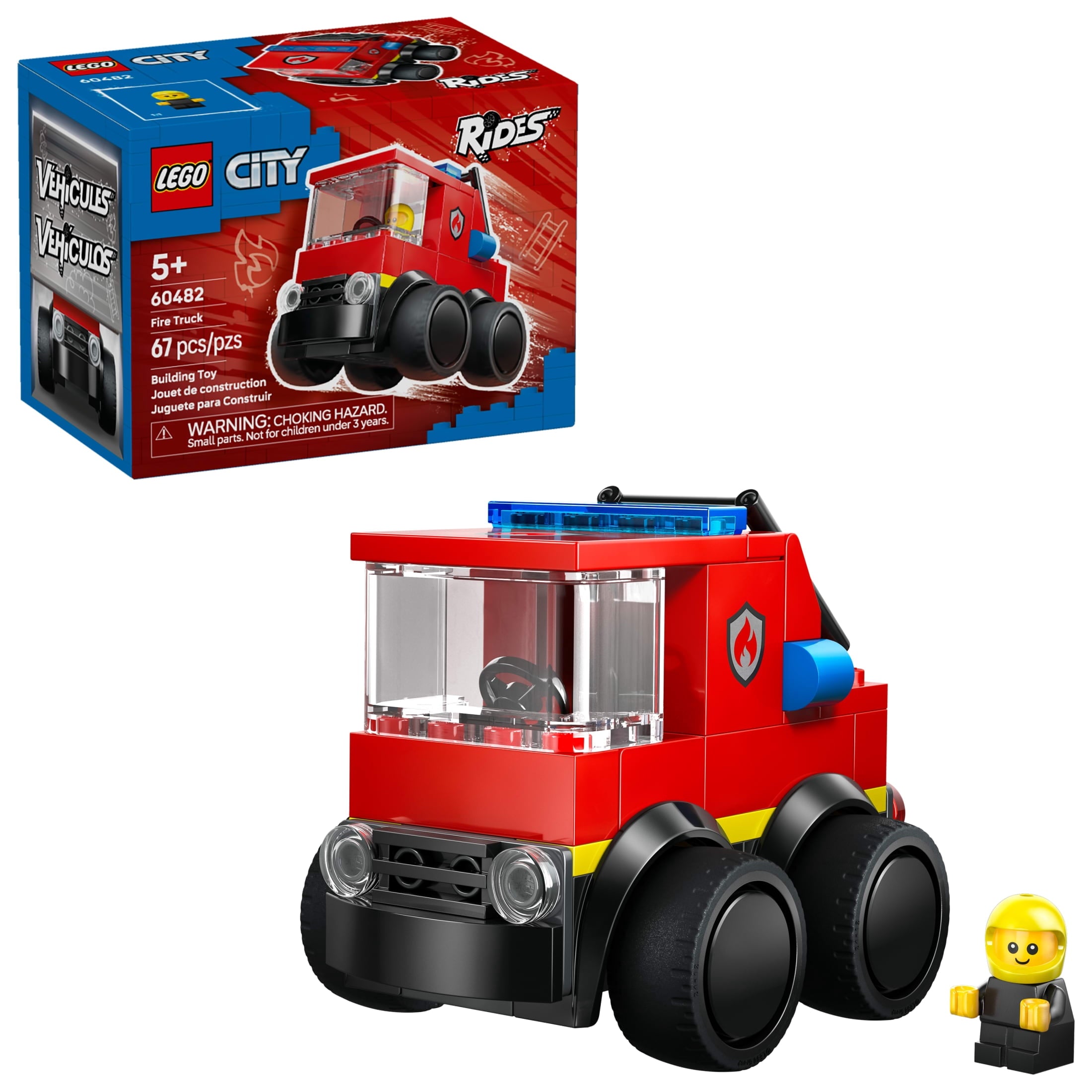LEGO City Rides – Fire Truck Building Toy for Kids - Emergency Pretend Play for Boys & Girls, Ages 5+ - Toy Truck W/Raisable Ladder & Firefighter Junior Minifigure - Gift Idea for Birthdays - 60482