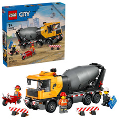 LEGO City Cement Mixer Truck Building Toy for Boys & Girls, Ages 7+ - Pretend Play Construction Toy W/ Rotating Drum & 3 Worker Minifigures - Gift Idea for Birthdays - 60478