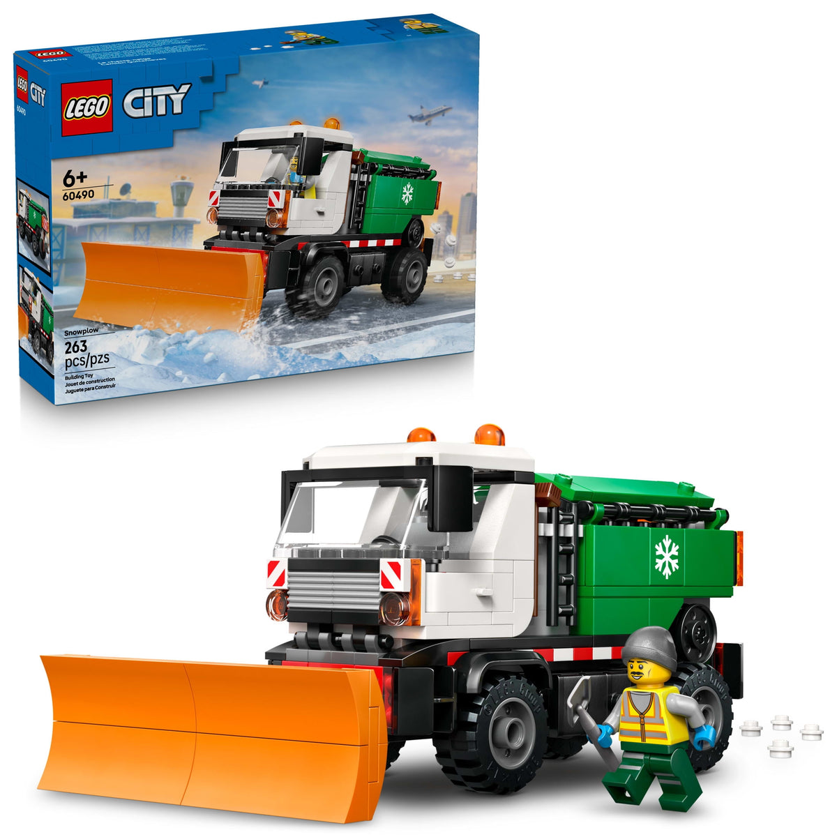 LEGO City Snowplow Truck Building Toy for Kids - Pretend Play Vehicle for Boys & Girls, Ages 5+ - Toy Truck W/Movable Plow & Driver Minifigure - Gift Idea for Birthdays - 60490