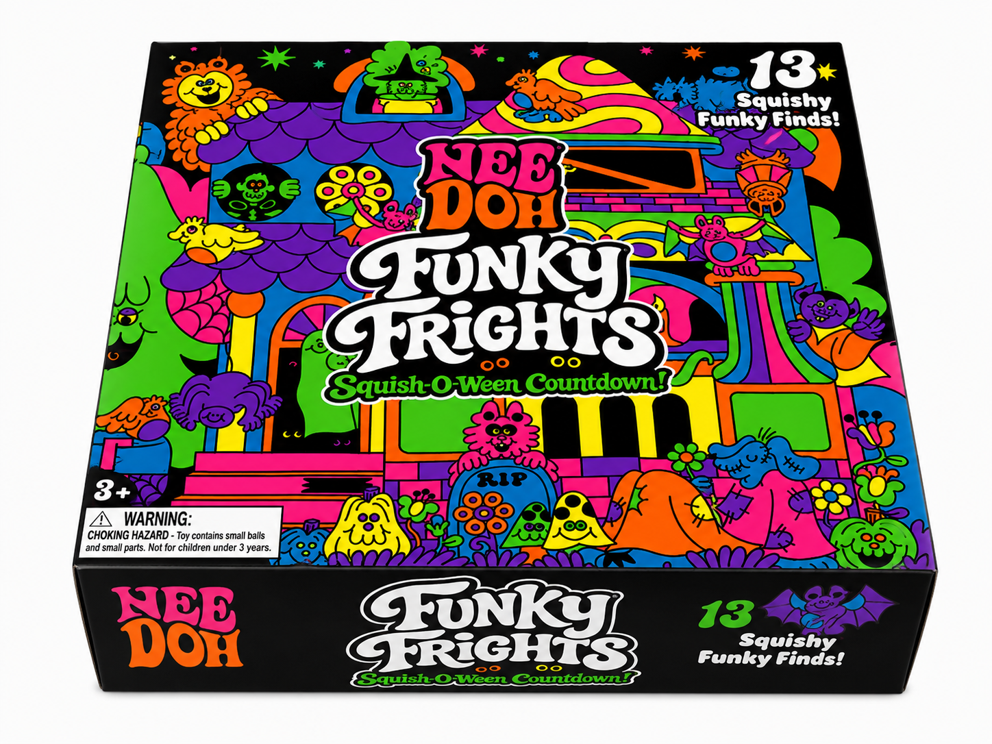 Schylling NeeDoh Funky Frights 2026 Squish-O-Ween Halloween Countdown Box with 13 surprises