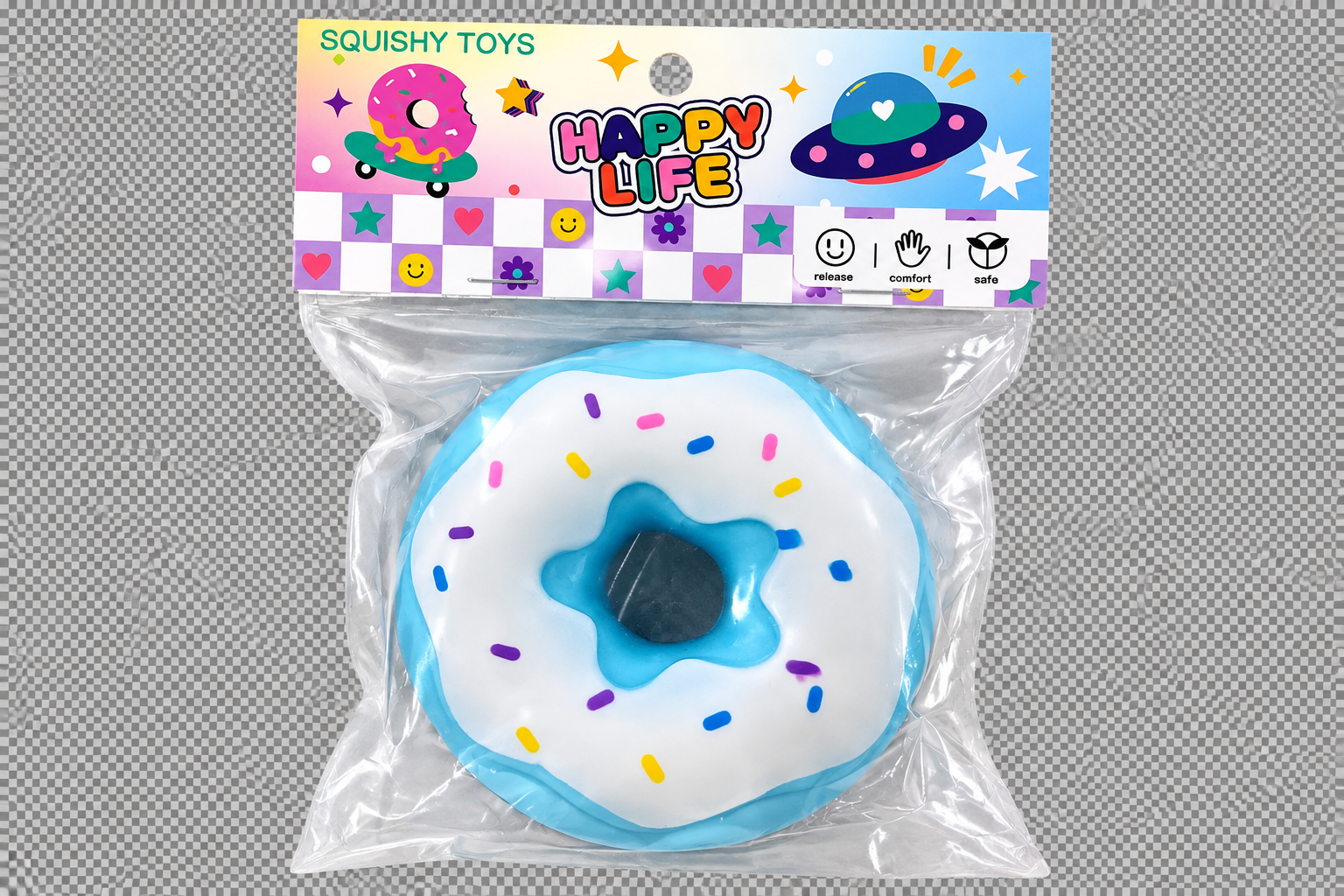 Happy Life Donut Squishy Toy 1 Piece Random Color