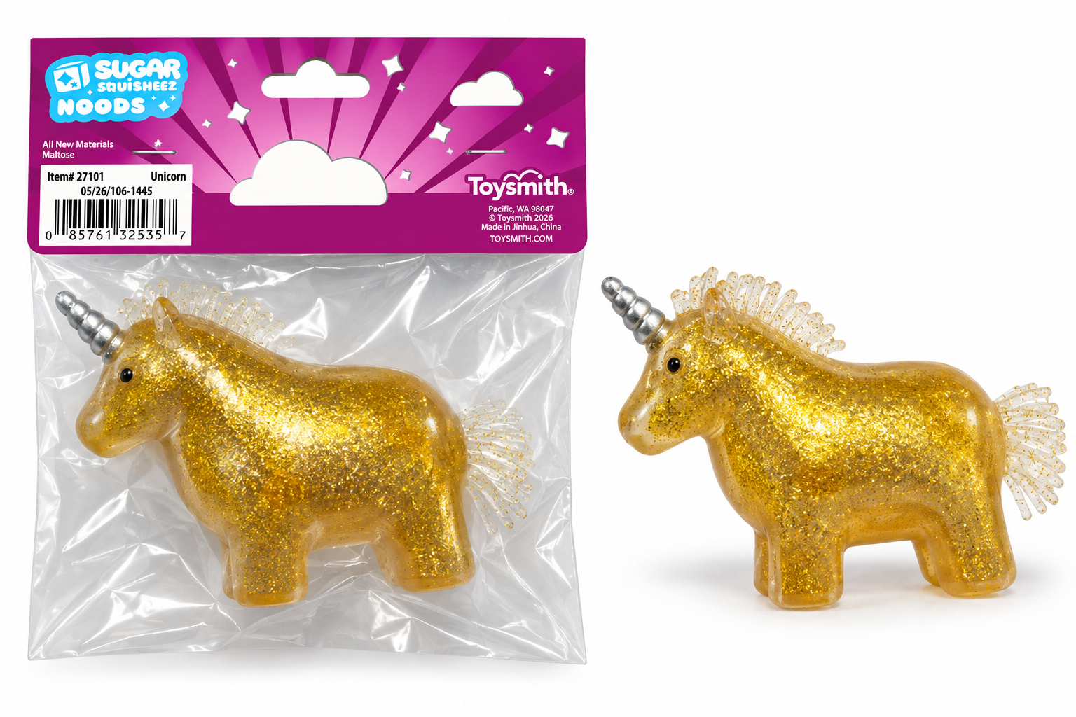 Toysmith Sugar Squishmee Noods Unicorn Squishy Toy 1 Piece Random Color