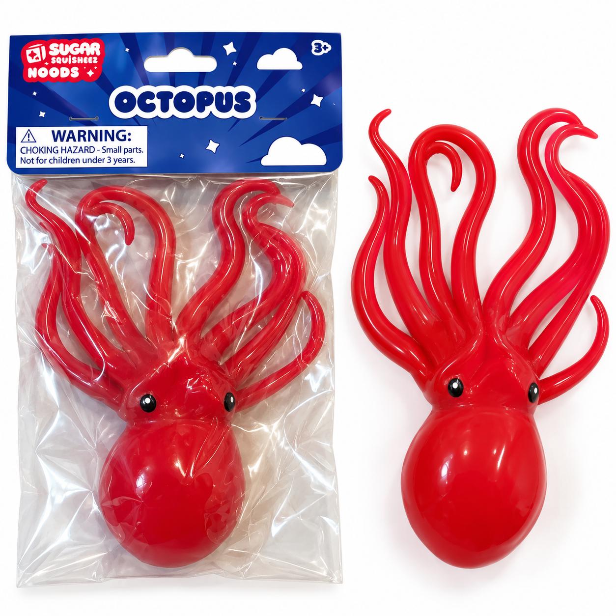 Toysmith Sugar Squishmeez Noods Octopus 1 Piece Random Color