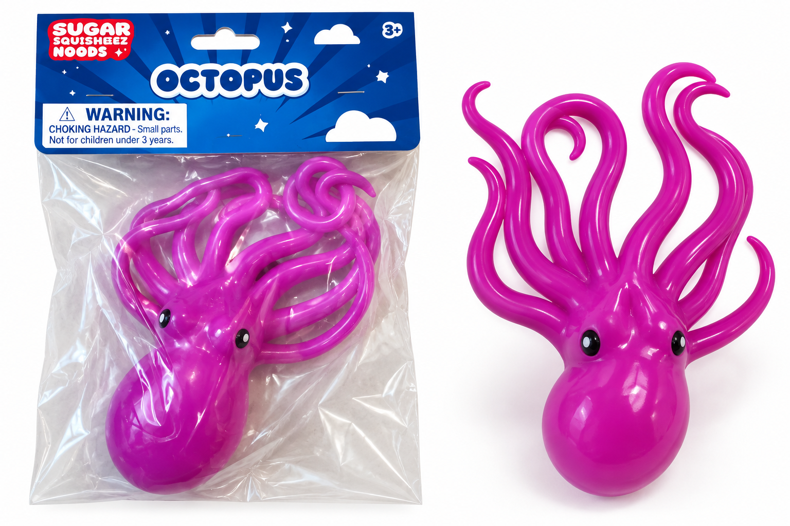 Toysmith Sugar Squishmeez Noods Octopus 1 Piece Random Color