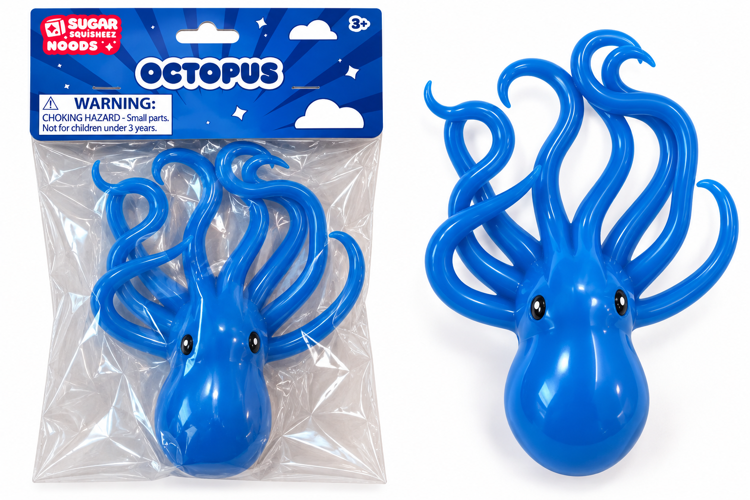 Toysmith Sugar Squishmeez Noods Octopus 1 Piece Random Color