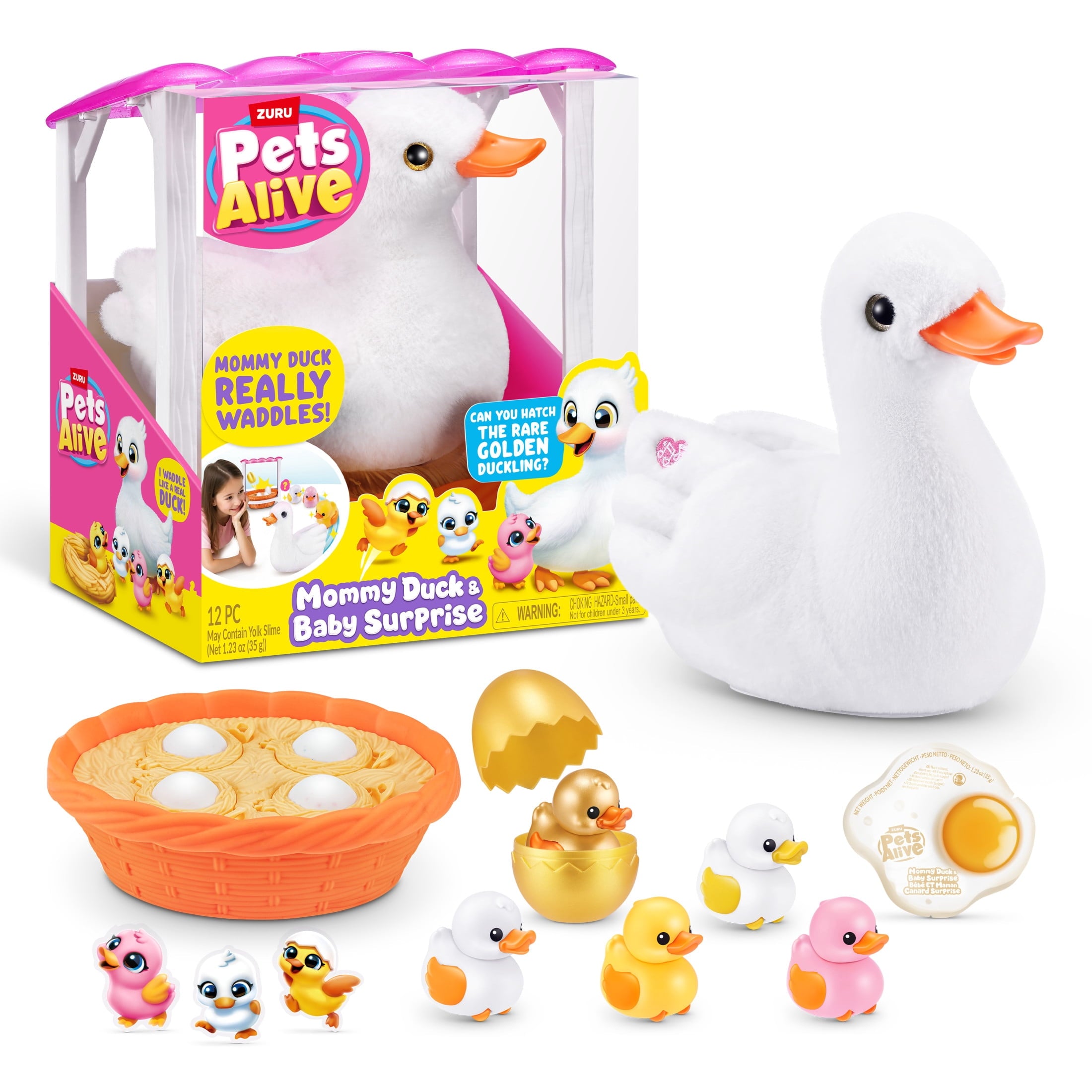 Pets Alive Mommy Duck & Baby Surprise by ZURU - Hatching Interactive Electronic Pet Playset for Kids Ages 3+