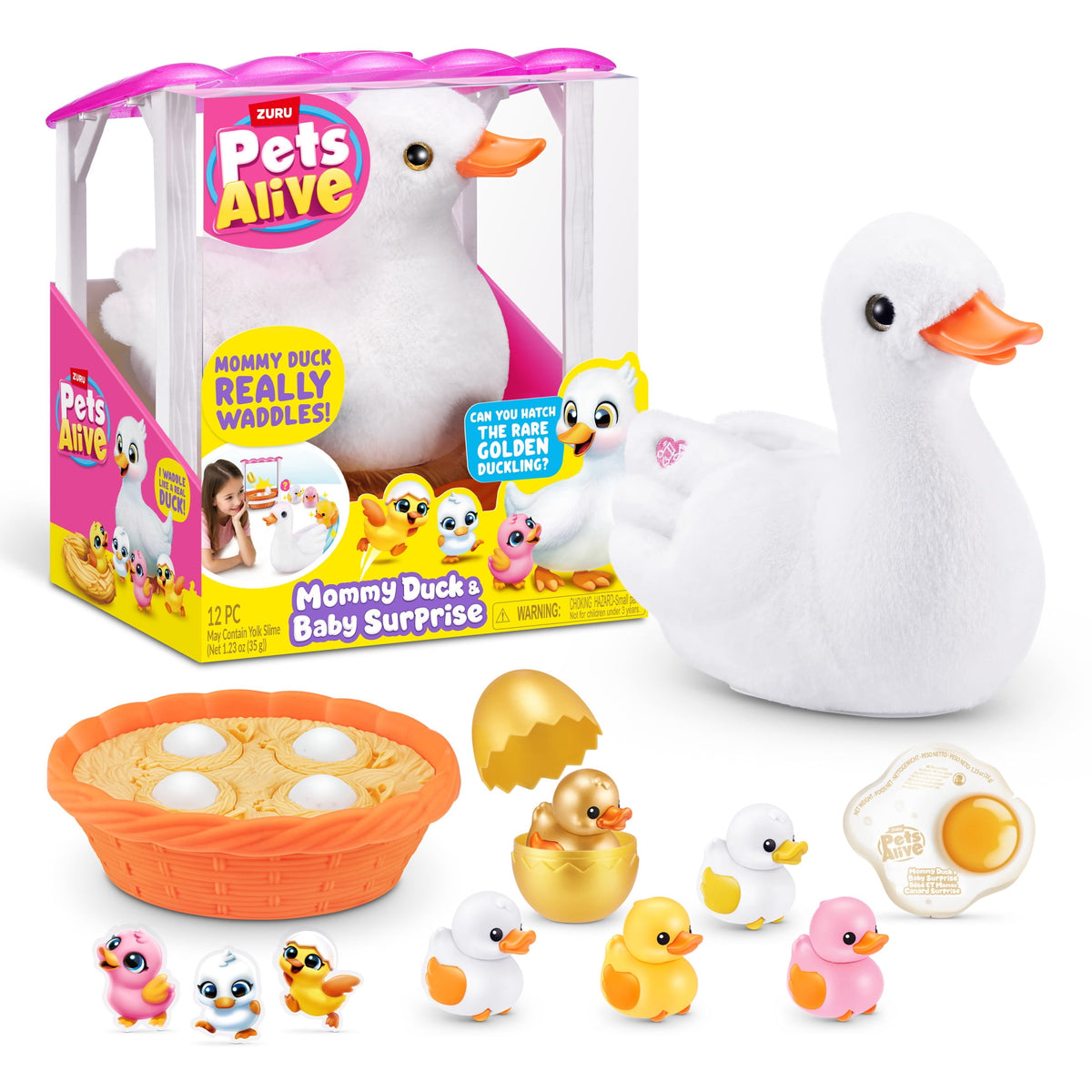 Pets Alive Mommy Duck & Baby Surprise by ZURU - Hatching Interactive Electronic Pet Playset for Kids Ages 3+