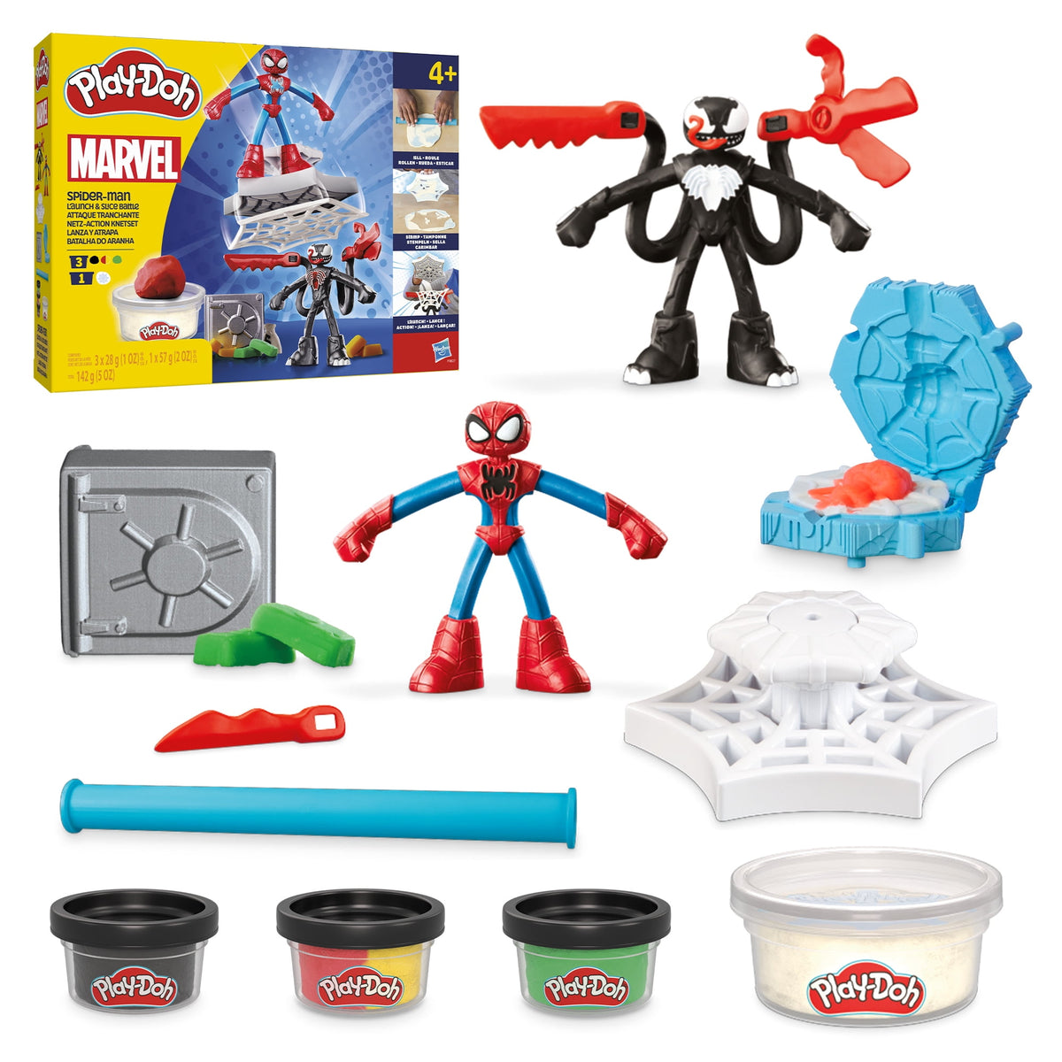 Play-Doh Marvel Spider-Man Launch & Slice Play Doughs Playset, Multicolor, 5 oz, Ages 4+