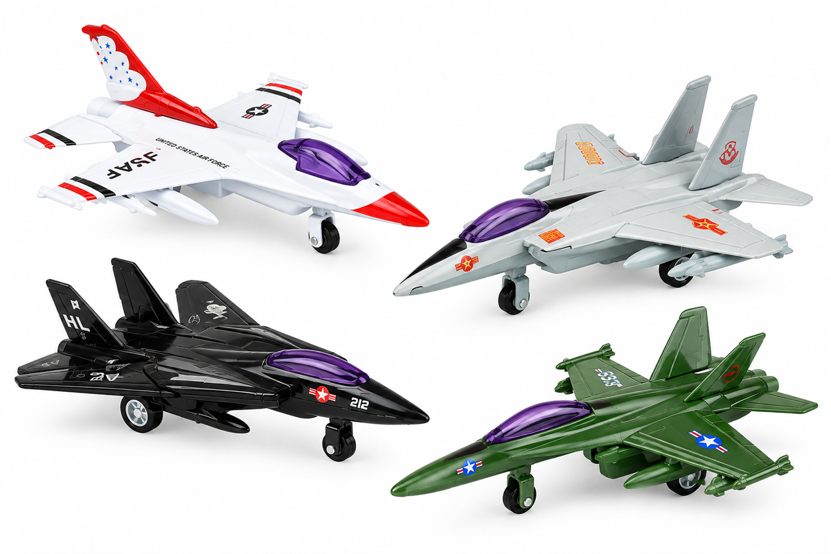 The Toy Network 4 Inch Die Cast Pullback Fighter Jet 1 Piece Random Color