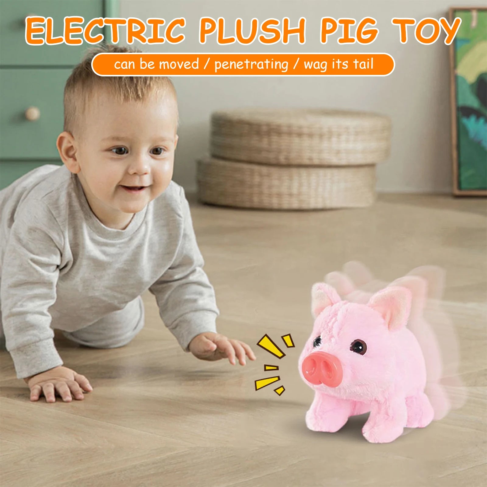 Interactive Electric Walking Pig Plush Toy with Sounds & Moving Tail