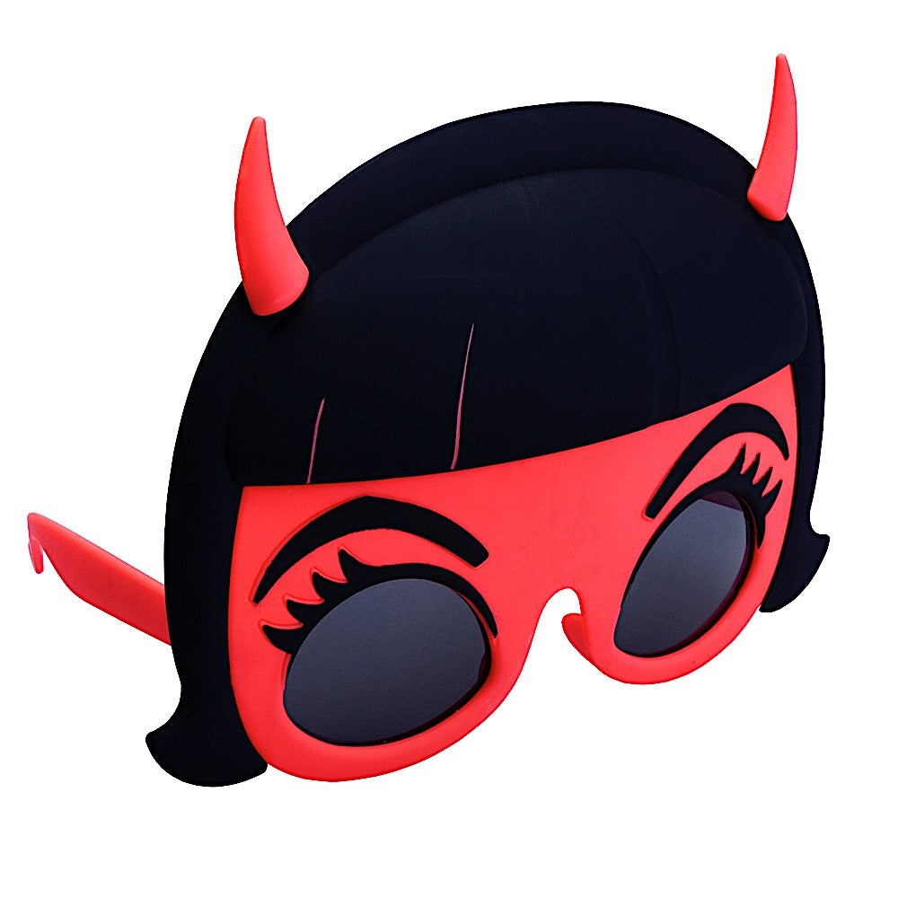 Sun-Staches Devil Girl Costume Sunglasses with Red Horns