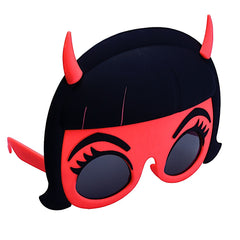 Sun-Staches Devil Girl Costume Sunglasses with Red Horns