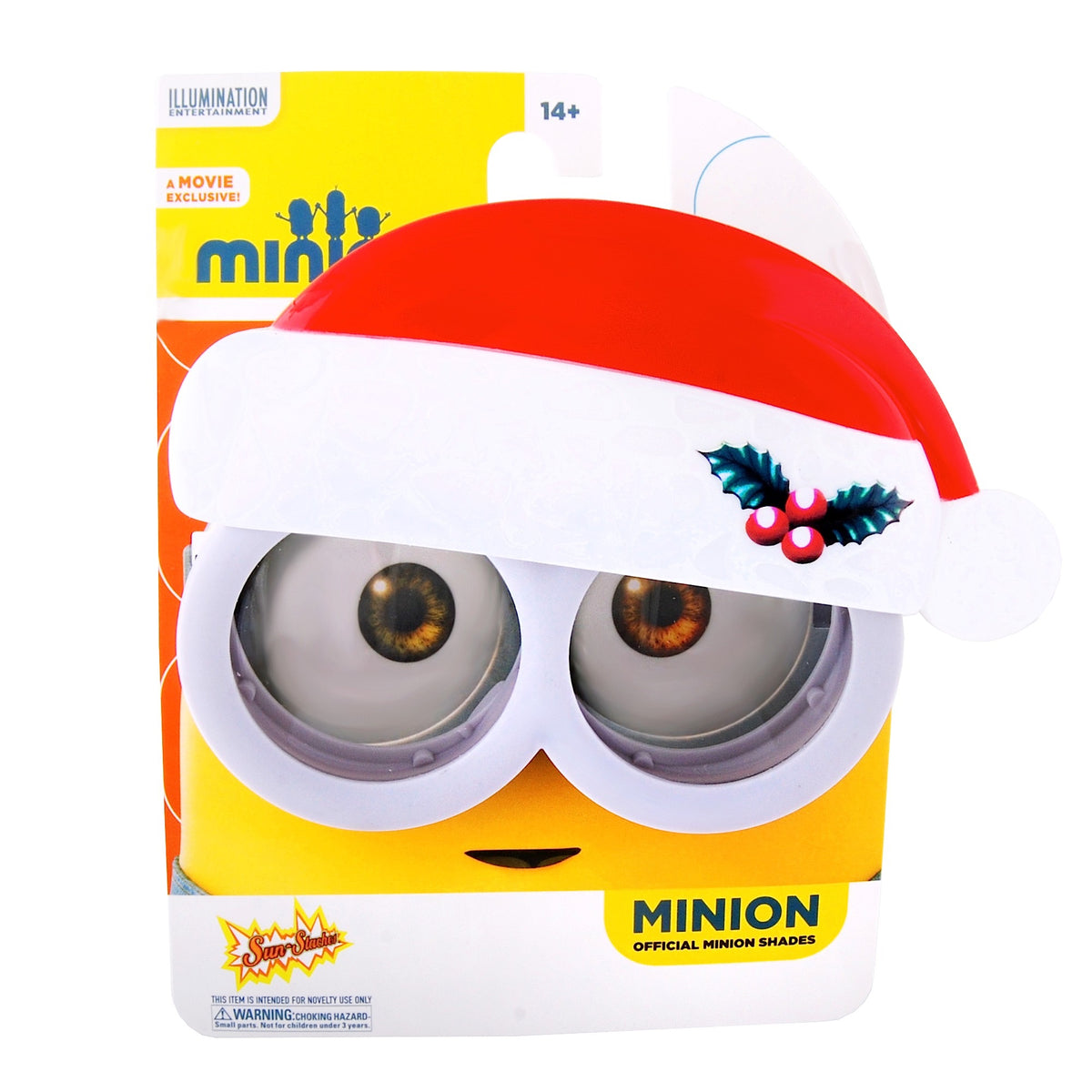 Sun-Staches Despicable Me Minions Christmas Costume Sunglasses with Santa Hat