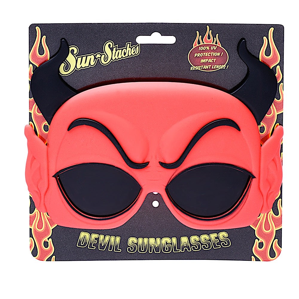 Sun-Staches Devil Red Costume Sunglasses with Black Horns