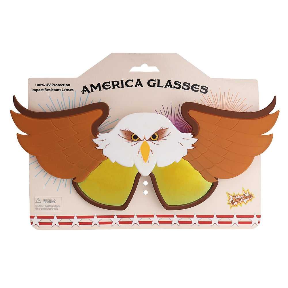 Sun-Staches Brown Eagle Costume Sunglasses with Large Brown Wings